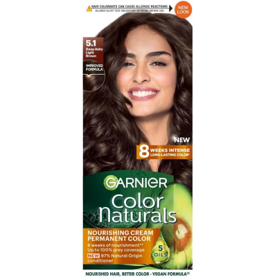 GARNIER COLOR NATURALS 5.1 DEEP ASHY LIGHT BROWN — NOURISHING CREAM PERMENANT HAIR COLOR 150 GM